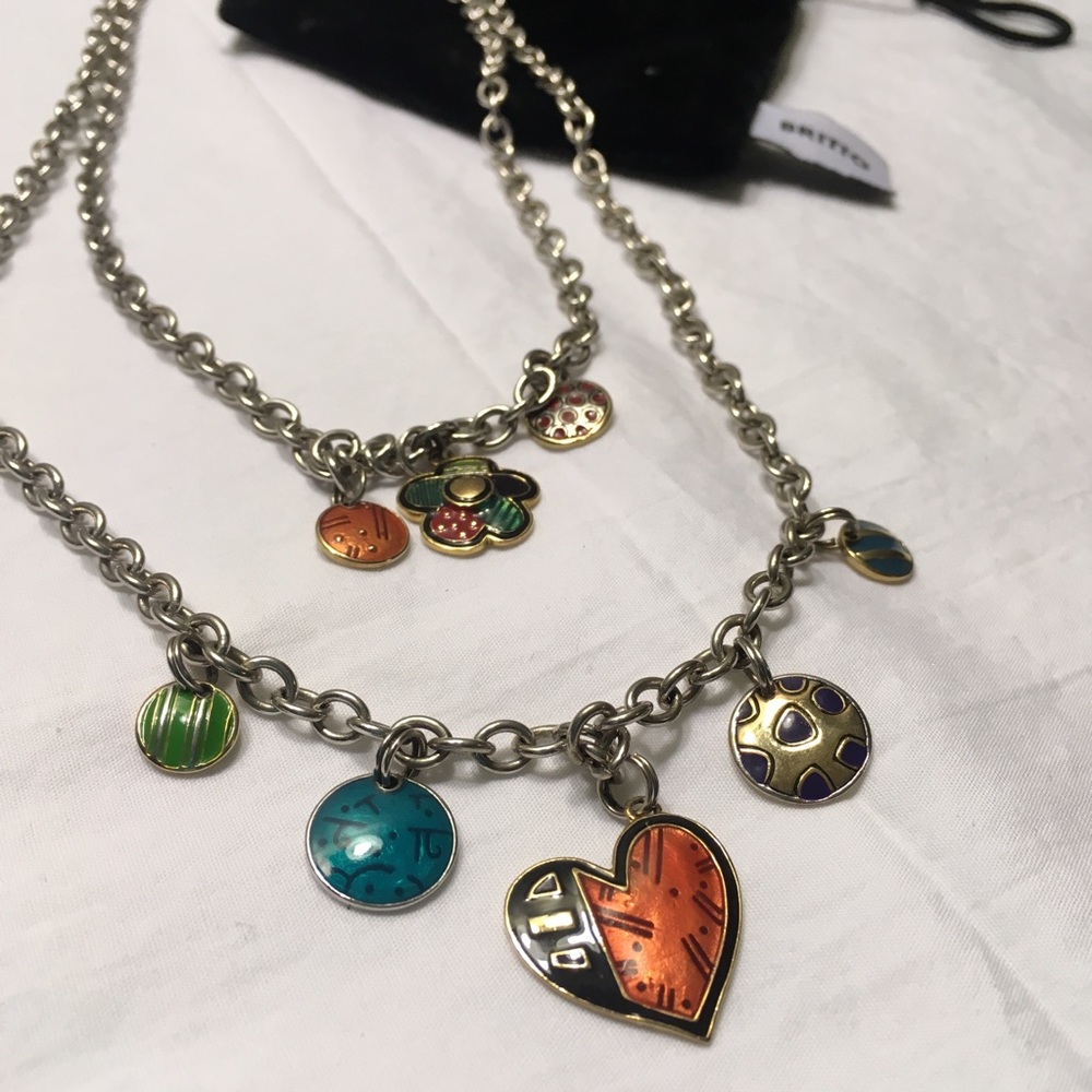 Romero Britto Silver Pop Art Charm Necklace